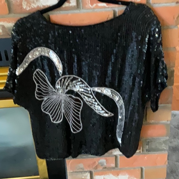 Vintage sequin top L - Picture 2 of 4